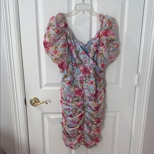 Floral Puff Sleeve Dress FANCO size large